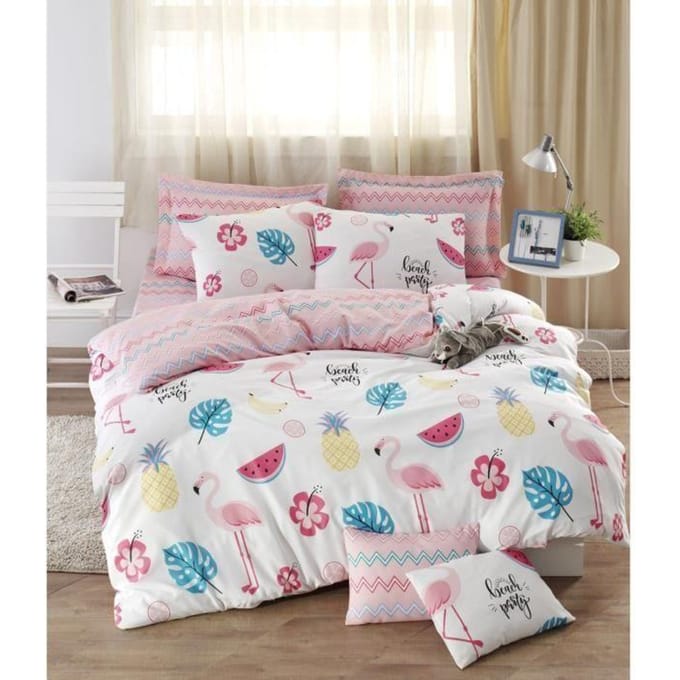 Parure de lit - 1 housse de couette 220 x 240 cm + 2 taies d'oreiller 60 x 60 cm - 65% coton, 35% polyester - Blanc