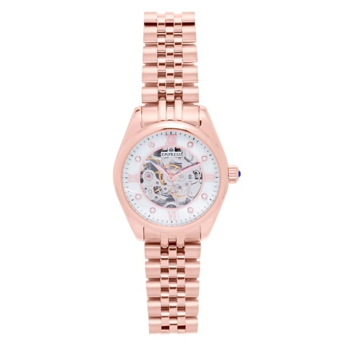 Empress Magnolia Automatic MOP Skeleton Dial Bracelet Watch