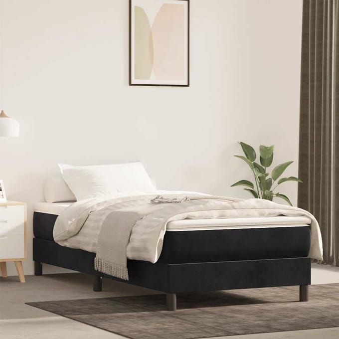 vidaXL - Pocketveringmatras - medium - 80x220x20 - cm - fluweel - zwart