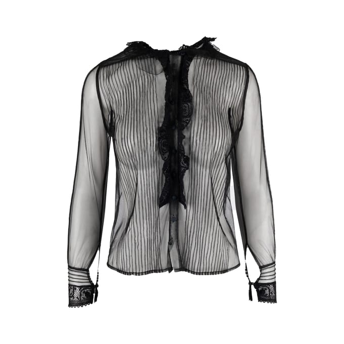 Rode Valentino blouse van doorschijnend kant - jaren 2010
