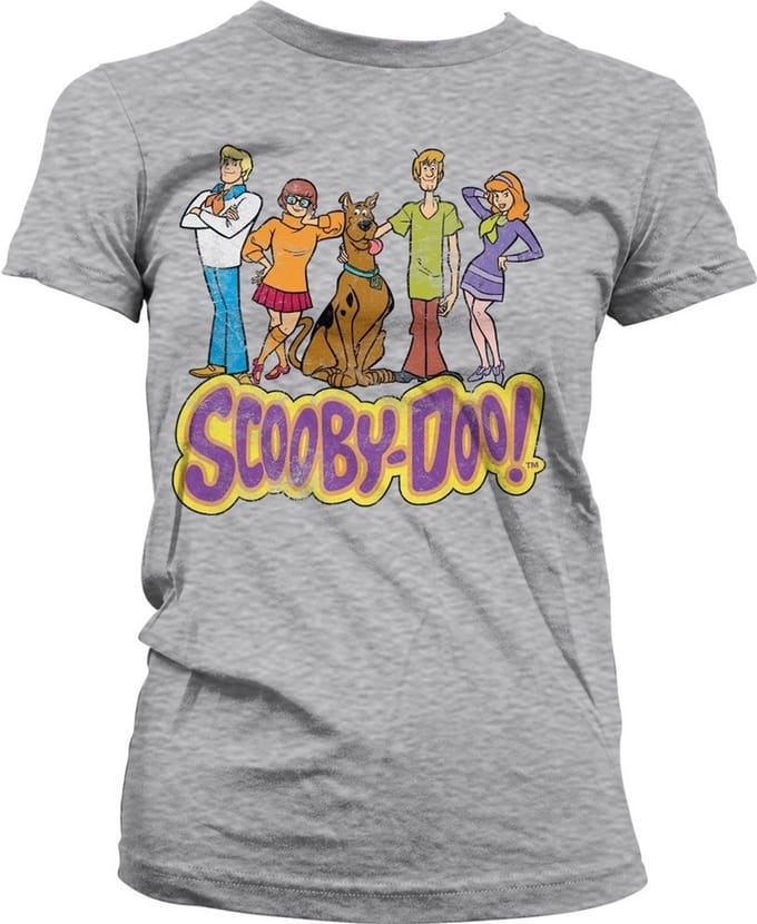 Team- Scooby Doo -T-shirt in distressed girly-stijl voor dames, kleur: heather-grijs