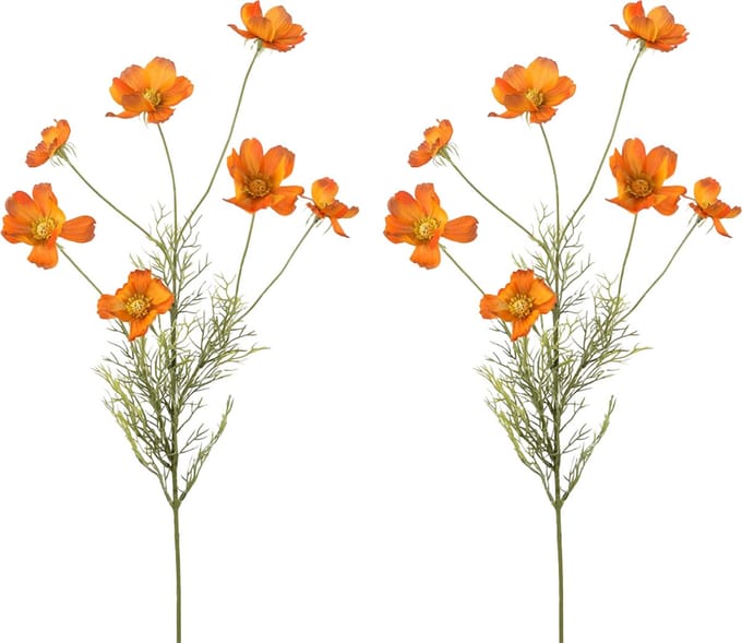 Viv! Home Luxuries Cosmos - kunstbloem - 2 stuks - oranje - 77cm