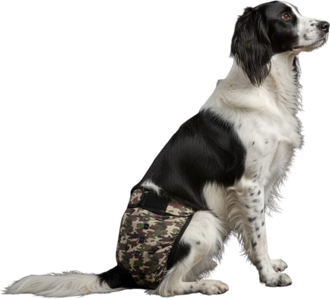 Loopsheidbroekje voor honden Camouflage Maat L - Herbruikbaar - Machinewasbaar - Taille 36-46 cm