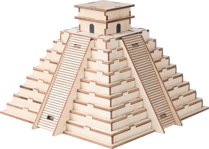 De Bouwplaats 3D Maya Piramide Kukulcán - Houten bouwplaat - 125 onderdelen
