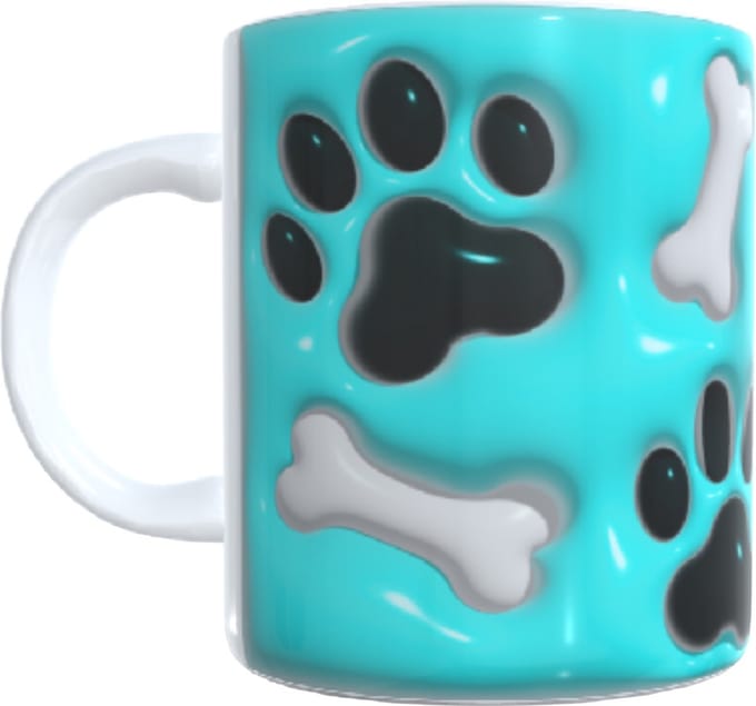 Koffie beker - thee mok 3 d puffy - honden - poot - bot