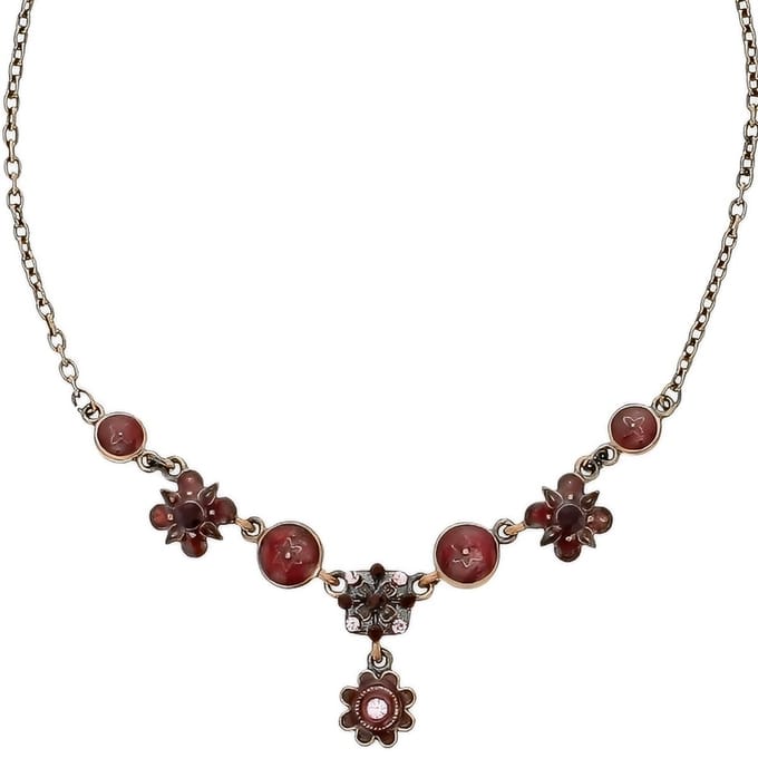 Behave - bloemenketting met roze details - nikkelvrij, 40 cm, modeaccessoire