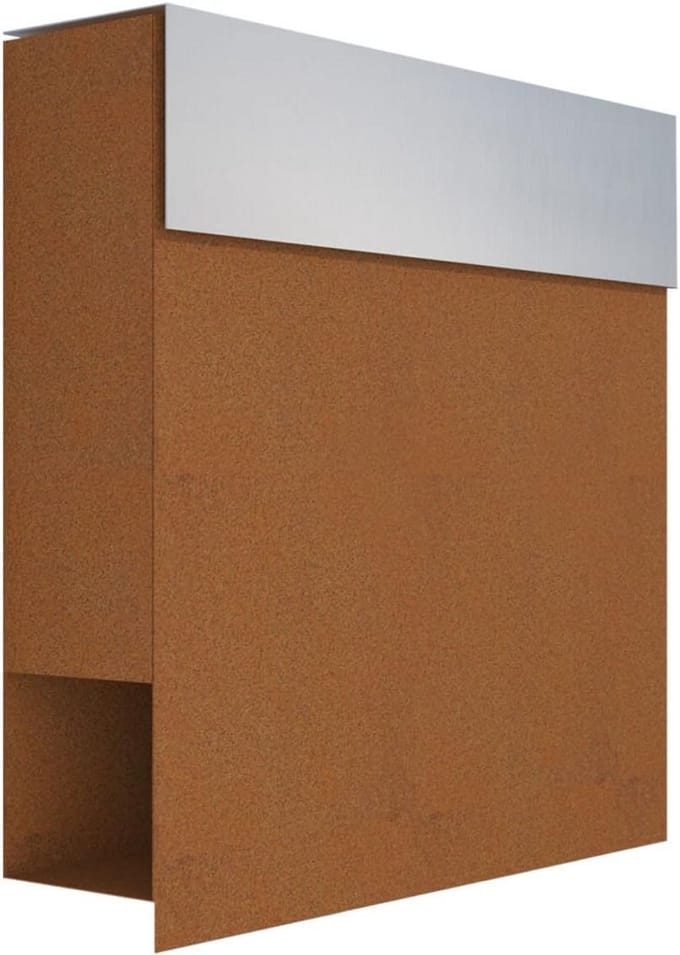 RVS Wandbrievenbus met Tijdschriftenhouder - Modern Design Buitenpostbus