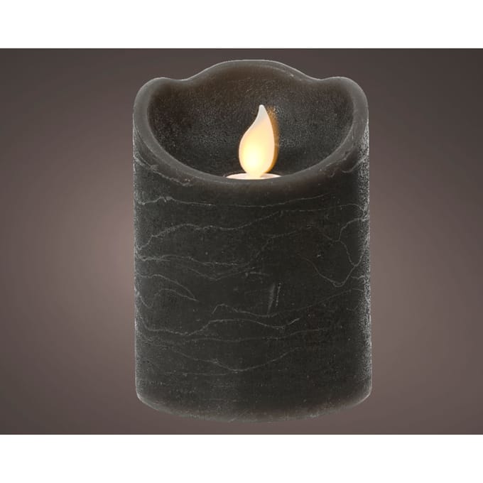 LED waving kaars wax steady binnen grijs H.10cm D.7.5cm
