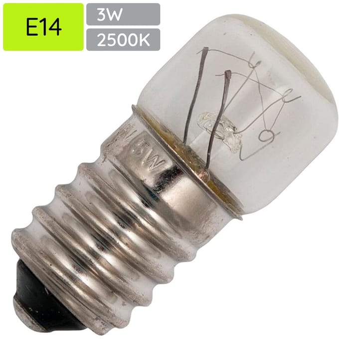Signaallamp E14 60V 3W - 50 mAh - Per stuk - T16 Gloeilamp Ø16mm - 35mm - 2500K - Dimbaar