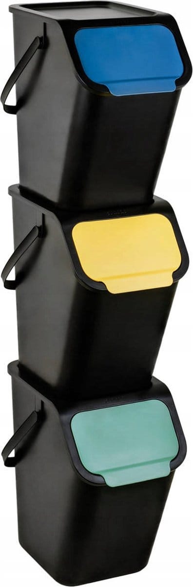 Practic Bini - Set van 3 recyclebakken - prullenbakken - Prullenbak - van 25 l