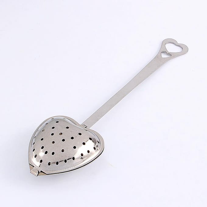 1X Roestvrijstalen Filter Thee-infuser Hartvormige Lepel Zeefbal Nieuwigheid white
