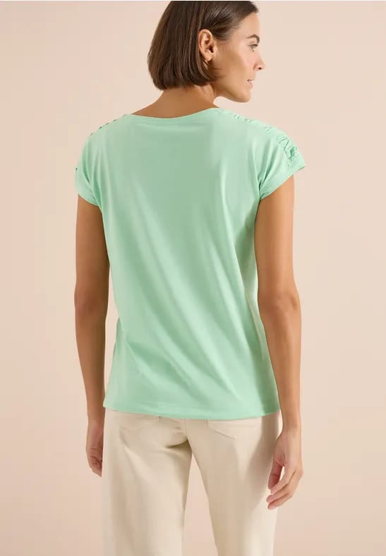 Shirt met korte mouwen en rimpels