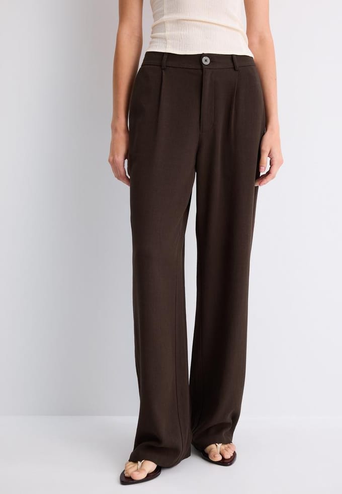 Stradivarius Rechte broek met linnenlook  Bruin 36