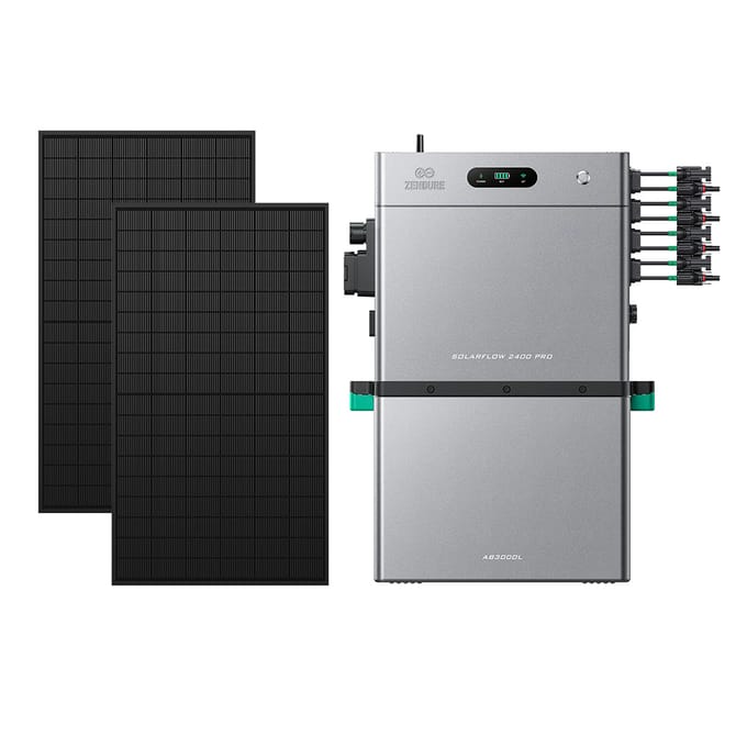 Zendure SolarFlow 2400 Pro - SolarFlow 2400 Pro (2.4 kWh) / 1*AB3000L (2.88 kWh) / 2*450W Bifacial Panel (1170Wp Max)