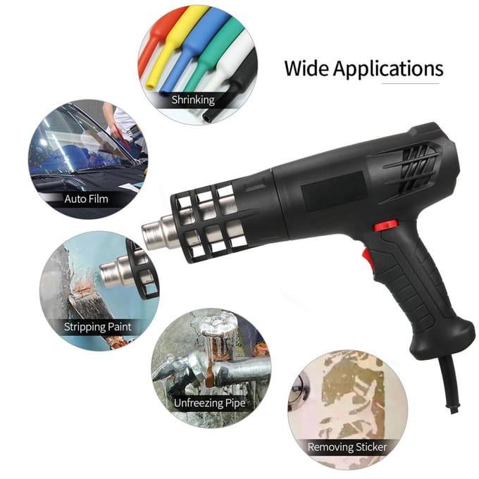 Machine à air chaud 1600-2000W, kit de chauffage à air chaud avec double réglage de la température (122 ℉ ~ 1012 ℉) UK Plug