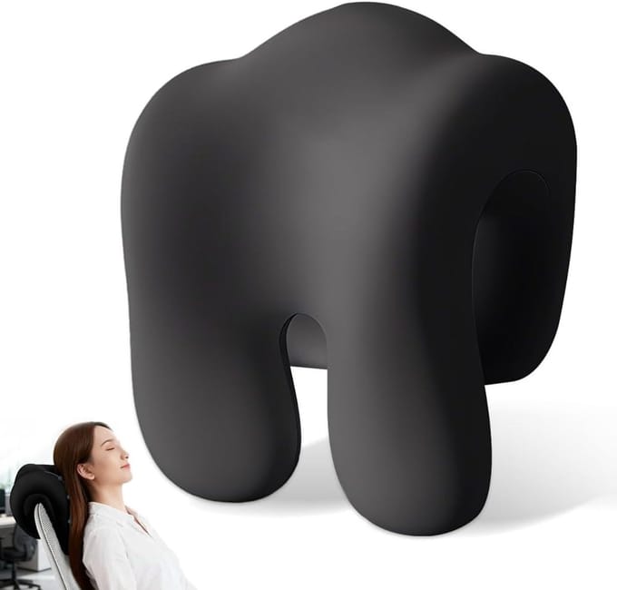 Ergonomisch nekkussen van traagschuim voor bureaustoelen, verstelbaar hoofdsteunkussen voor optimale ondersteuning, zwart