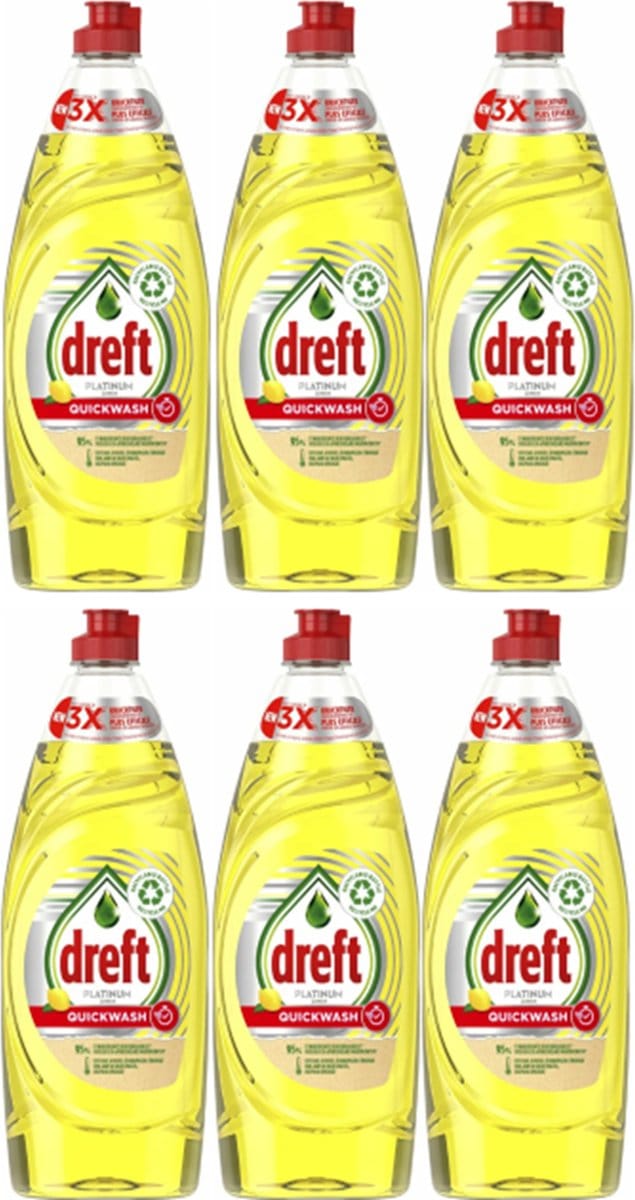 6 x 625ml Dreft Platinum Quickwash Afwasmiddel Lemon - 3750 ml