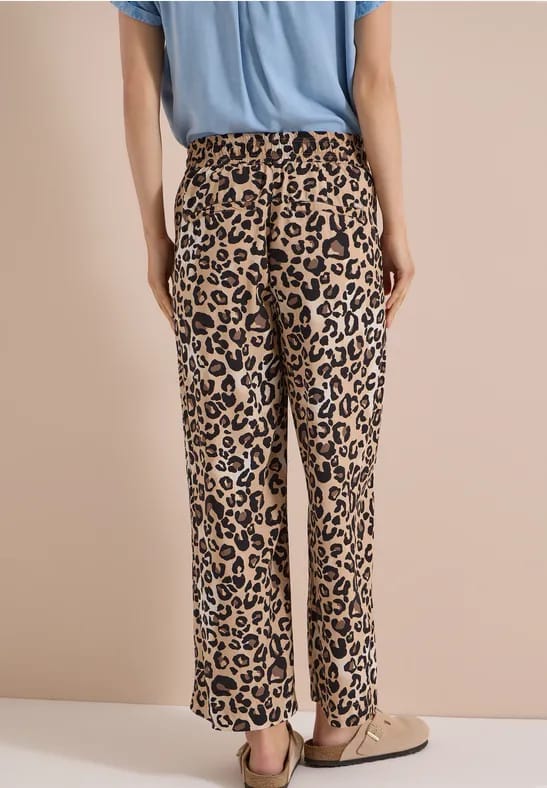 7/8 High Waist broek met Wide Leg en leoprint