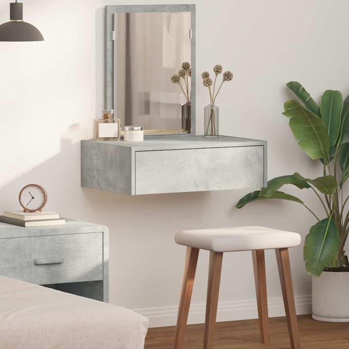 Kaptafel - Make-up tafel - Slaapkamer inrichting - Matte afwerking - 60 x 40 x 70 cm - Grijs