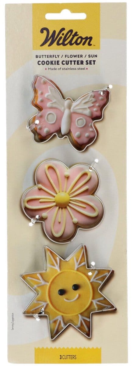 Wilton Koekjes Uitsteker - Vlinder, Bloem, Zon - Set/3