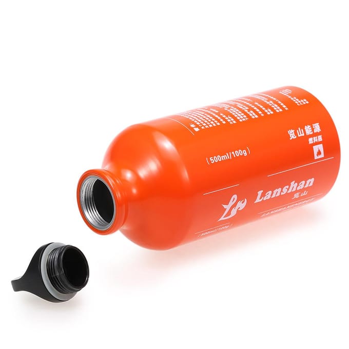 Bouteille d'essence de 500ml, kérosène, alcool, réservoir de gaz liquide, bouteille de stockage de carburant pour l'extérieur 500ml