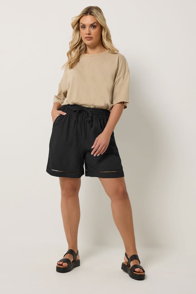 Yours Zwarte Shorts Met Ladderdetail Size 58-60