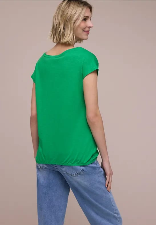 Shirt met ronde hals en rimpels