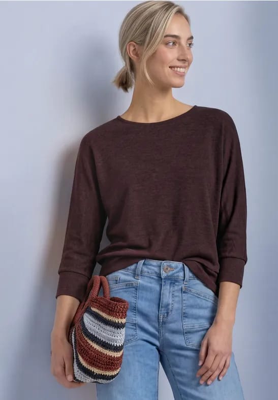 Batwing-Shirt in gemêleerde look