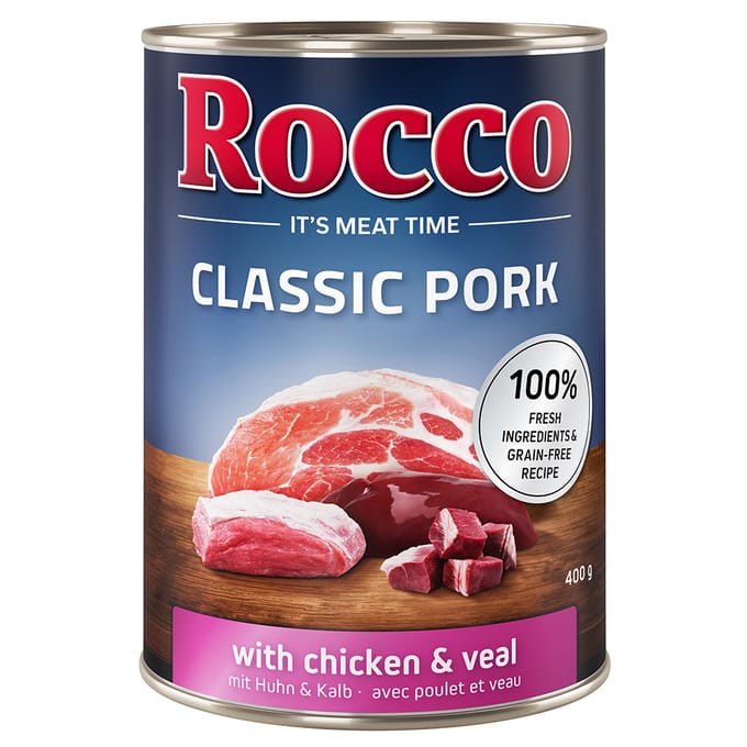 Rocco Classic Pork 6 x 400g Hondenvoer Kip & Kalf