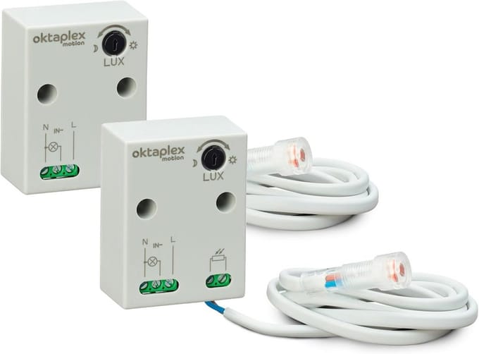 2 Stuks Roze Inbouw Schemerschakelaar Buiten met Externe Sensor IP65 230V