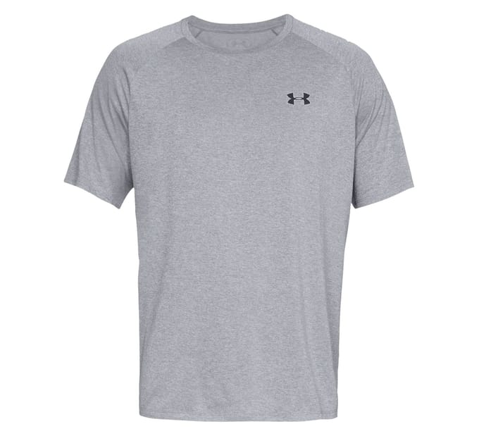 Under Armour UA Tech 2.0 SS Tee-GRY Heren Sportshirt - Steel Light Heather - Zwart