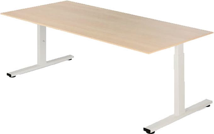 Presto R - Verstelbaar bureau - 120x80 - Eiken Whitewash - Wit frame