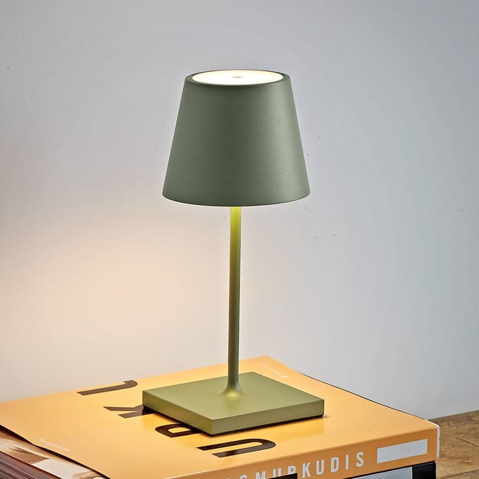 Sigor Nuindie mini LED oplaadbare tafellamp, USB-C, saliegroen, dimbaar