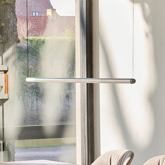 HAY Factor Linear Hanglamp 1500 Diffuus Helder Geanodiseerd