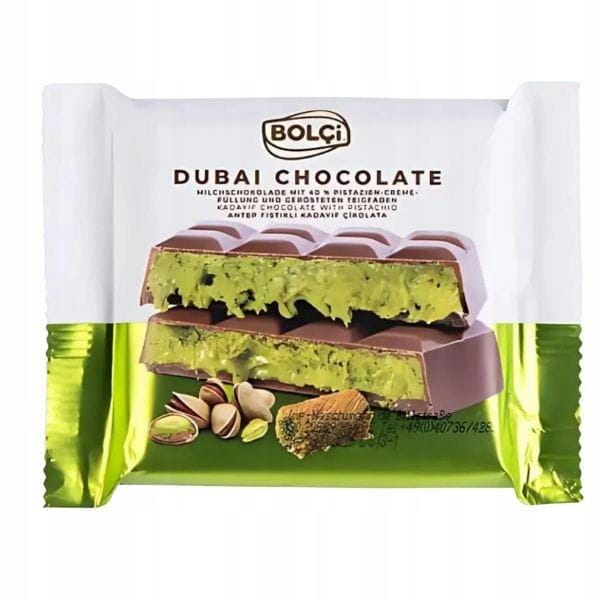 Chocolat bolci 100g - de Dubaï, crème de pistache et kadayif, douceur premium