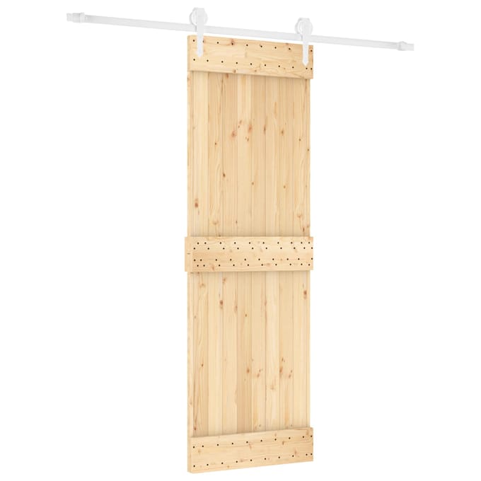 vidaXL - Schuifdeur - Natuurlijk - en - Wit - 70 - x - 210 - cm - Massief - Pine - Hout