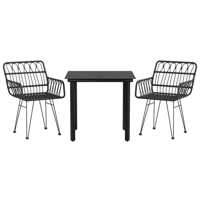vidaXL - 3-delige - Tuinset - poly - rattan - zwart