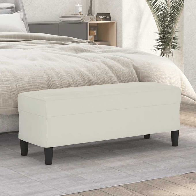 vidaXL Bankje 100x35x41 cm fluweel crèmekleurig