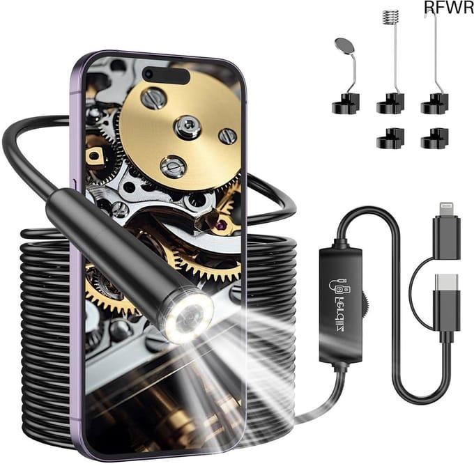 RFWR® HD Endoscoopcamera voor Smartphone met Verstelbare Leds en Waterdichte Kabel