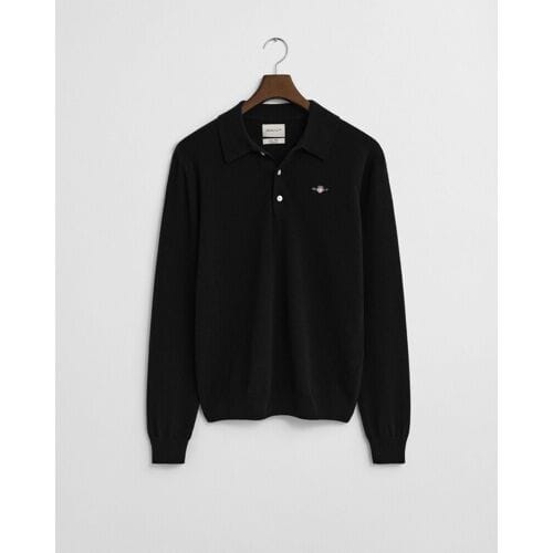 Gant Trui Superfine Lambswool Polo Pullover Zwart / male