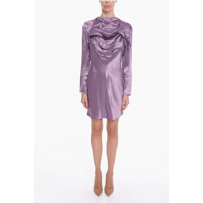 Satijnen BANDANA midi-jurk in violet