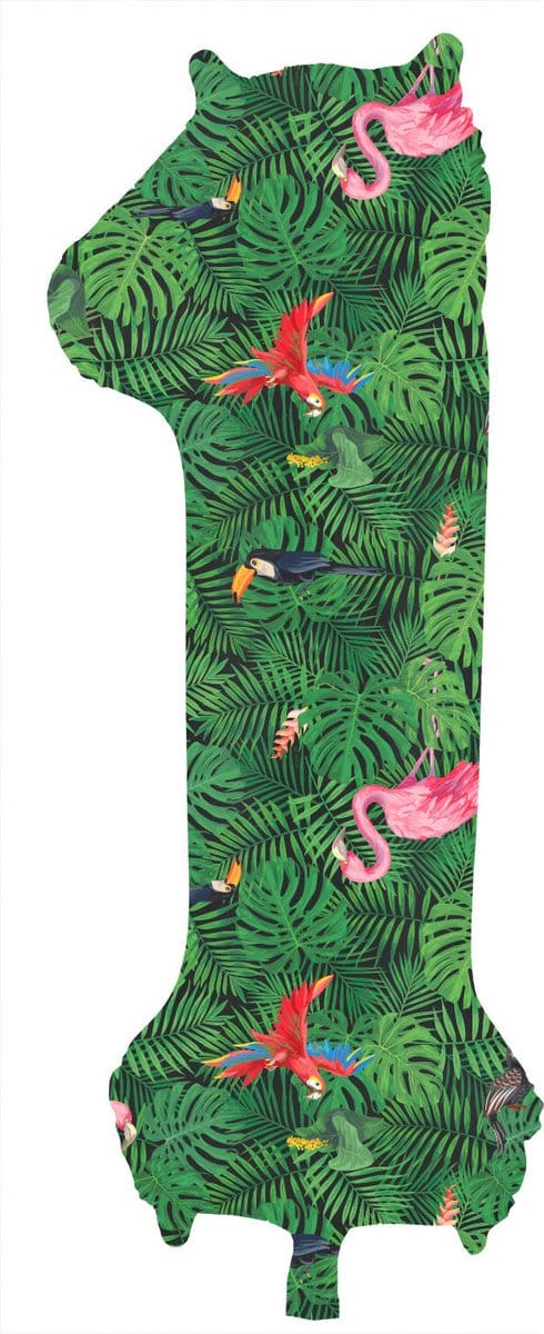 Folieballon Cijfer 1 Jungle Vibe - 86 cm