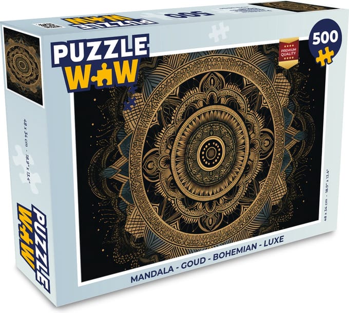 Puzzel Mandala - Goud - Bohemian - Luxe - Legpuzzel - Puzzel 500 stukjes
