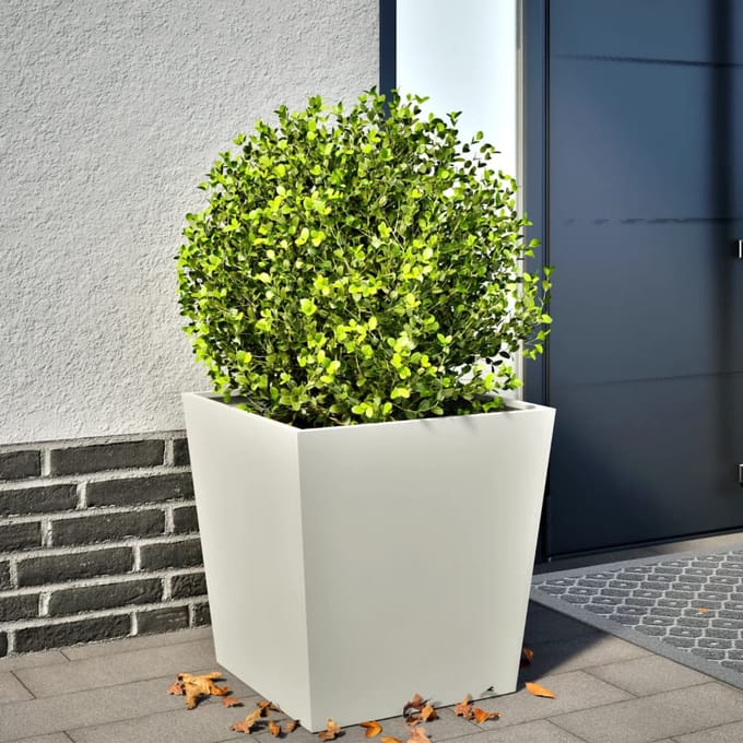vidaXL - Plantenbak - 50x50x50 - cm - staal - wit