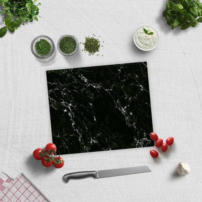 Zwarte Marmerlook Tempered GlasSnijplank 29cm × 34cm - Glassnijplank - Glazen