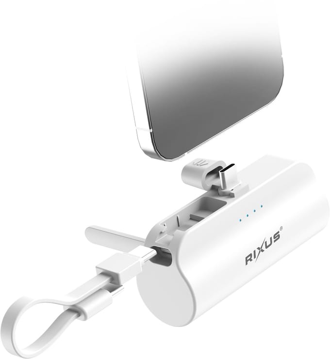 Rixus RXPB98W Mini Click-On Powerbank USB-C 5000mAh White