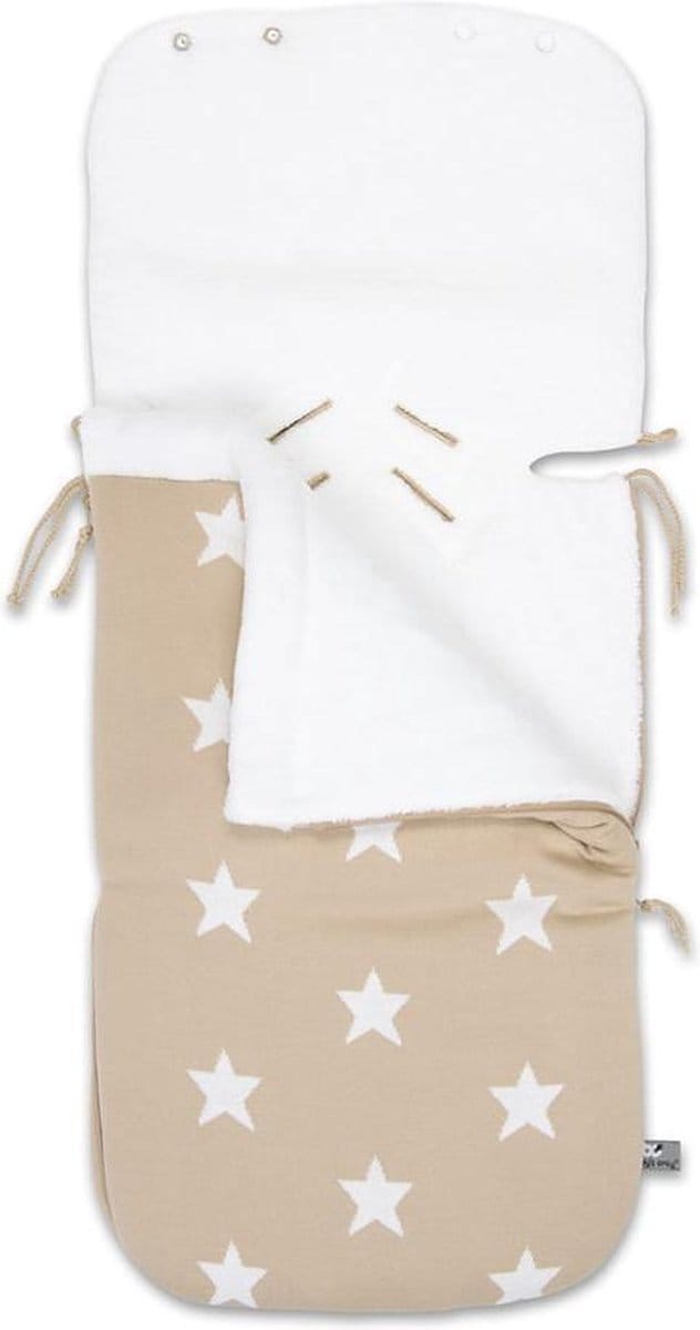 Baby's Only Voetenzak autostoel 0+ Star - Beige/Wit - Geschikt voor drie- en vijfpuntsgordel