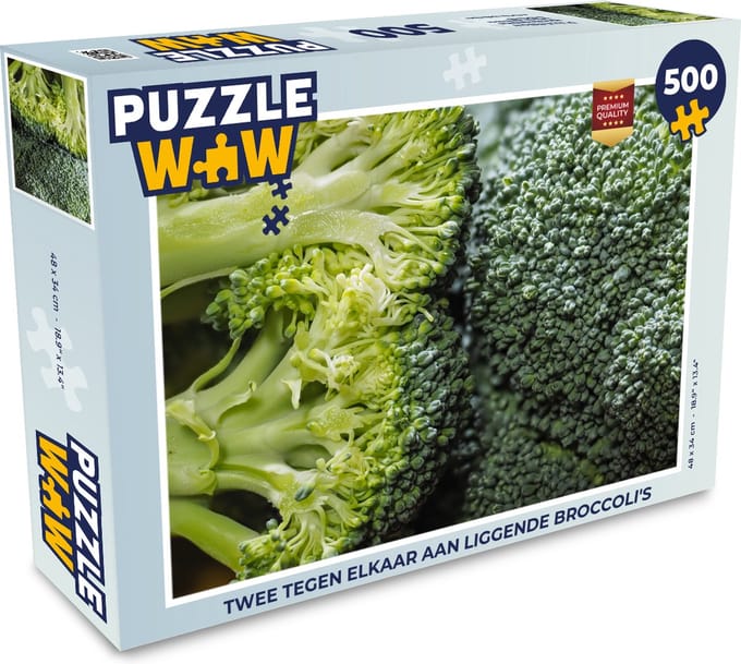 Puzzel Twee tegen elkaar aan liggende broccoli's - Legpuzzel - Puzzel 500 stukjes