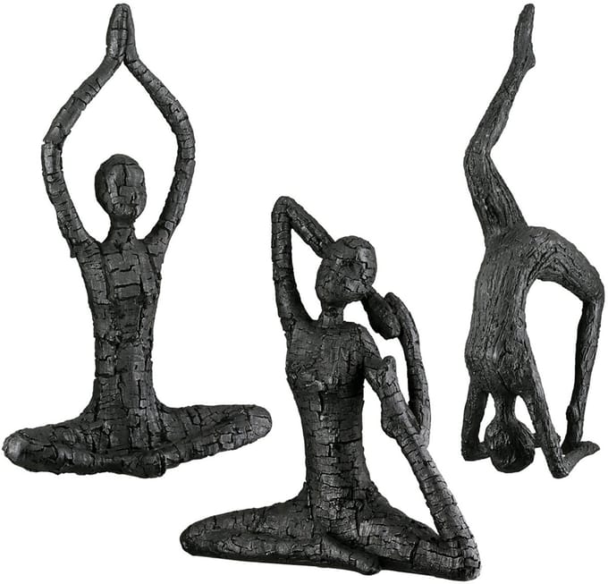 Gilde Handwerk - Beeld - Sculptuur - Yoga - Set van 3 - Polyresin - Hoogte 38.5cm