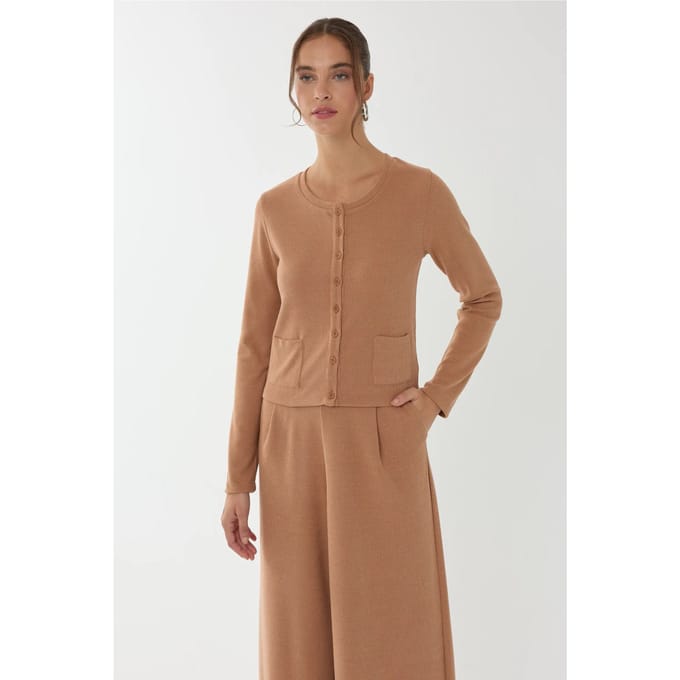 Knopen-Voorkant Gebreide Cardigan